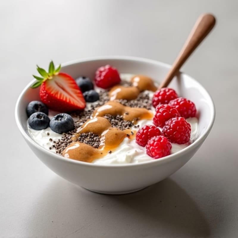 Creamy Greek Yogurt Bowl with Mixed Berries and Almond Butter