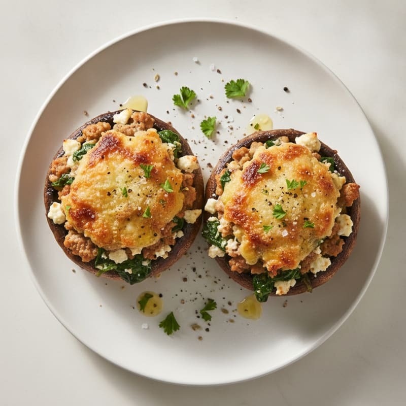 Herb & Cheese Stuffed Portobello Mushrooms