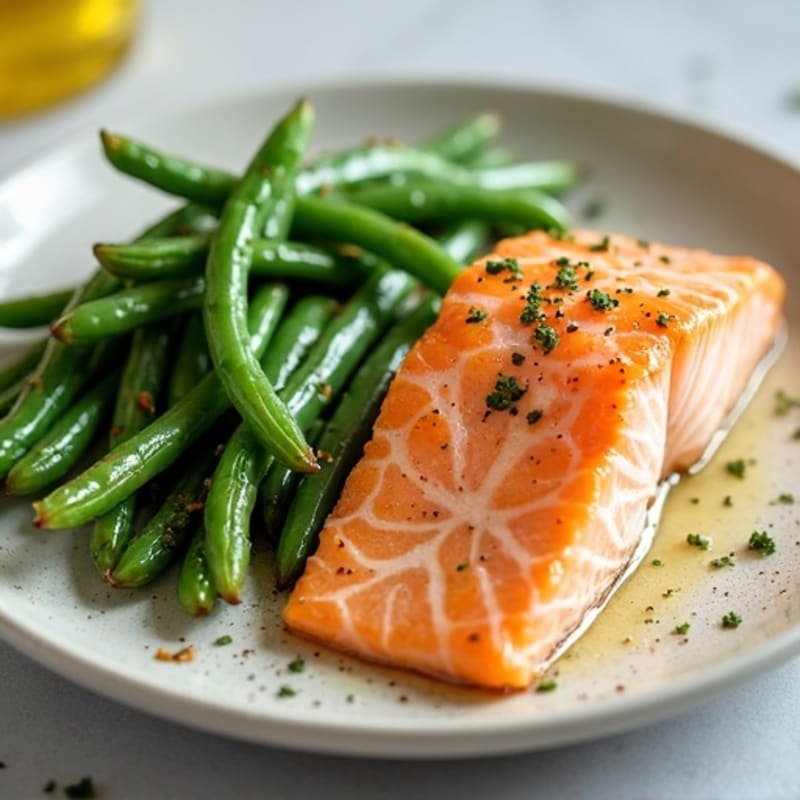 Flaky Baked Salmon with Roasted Green Beans