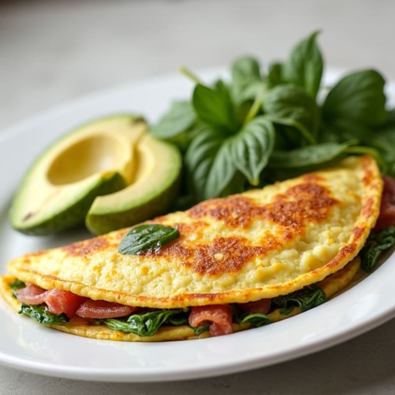 Egg White Spinach Omelette with Turkey Bacon