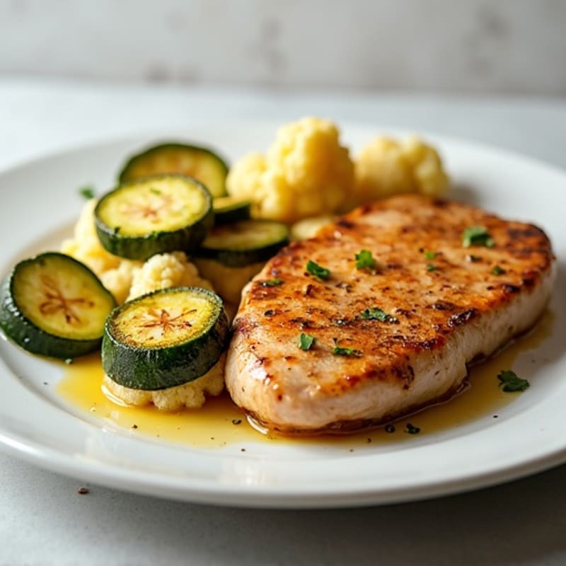 Seared Turkey Breast with Roasted Zucchini and Cauliflower