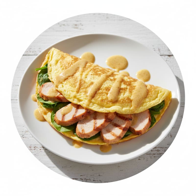 Egg White Spinach Omelet with Grilled Turkey Breast