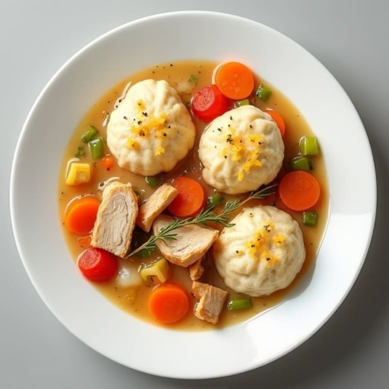 Creamy Chicken and Vegetable Stew with Fluffy Dumplings
