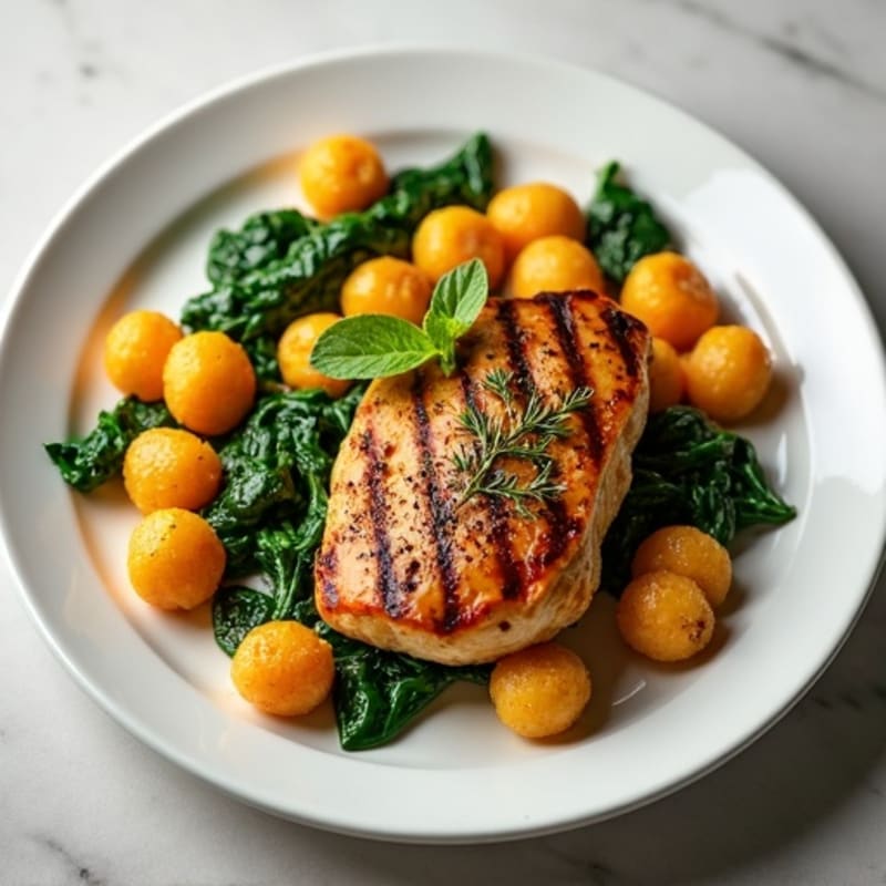 Sweet Potato Gnocchi with Lemon-Herb Sautéed Spinach