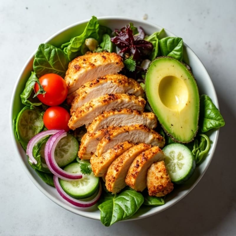 Crispy Chicken Avocado Salad Bowl