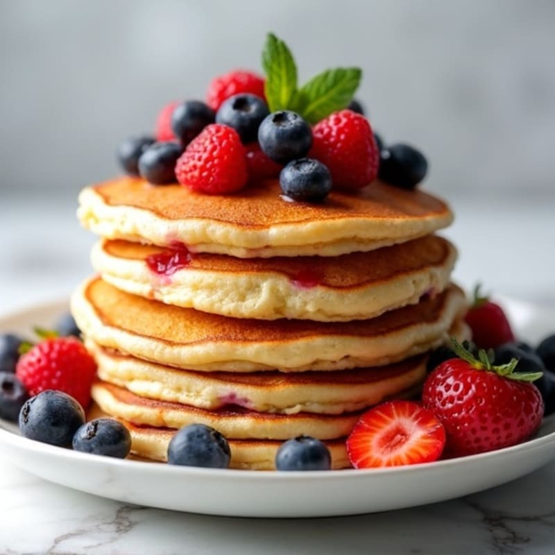 Fluffy Protein Pancakes with Fresh Berries