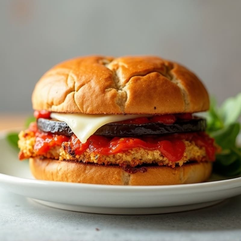 Crispy Baked Eggplant Parmesan Sandwich