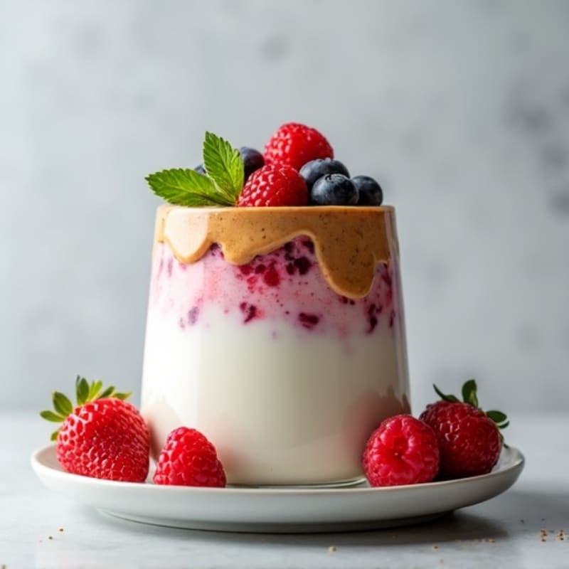 Greek Yogurt Protein Parfait with Mixed Berries and Almond Butter