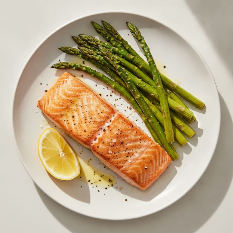 Pan-Seared Salmon with Roasted Asparagus