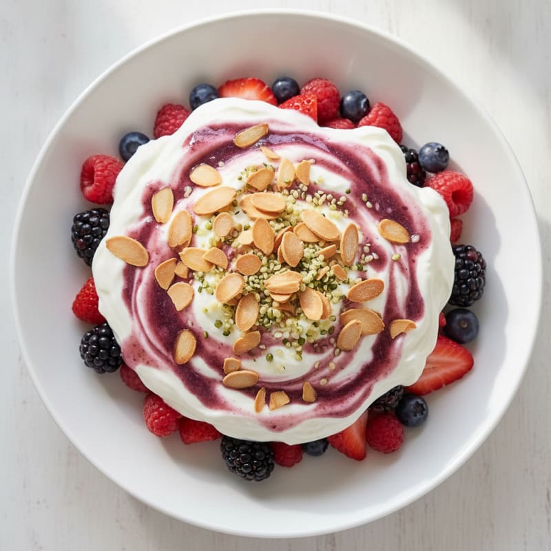 Greek Yogurt Protein Parfait with Mixed Berries