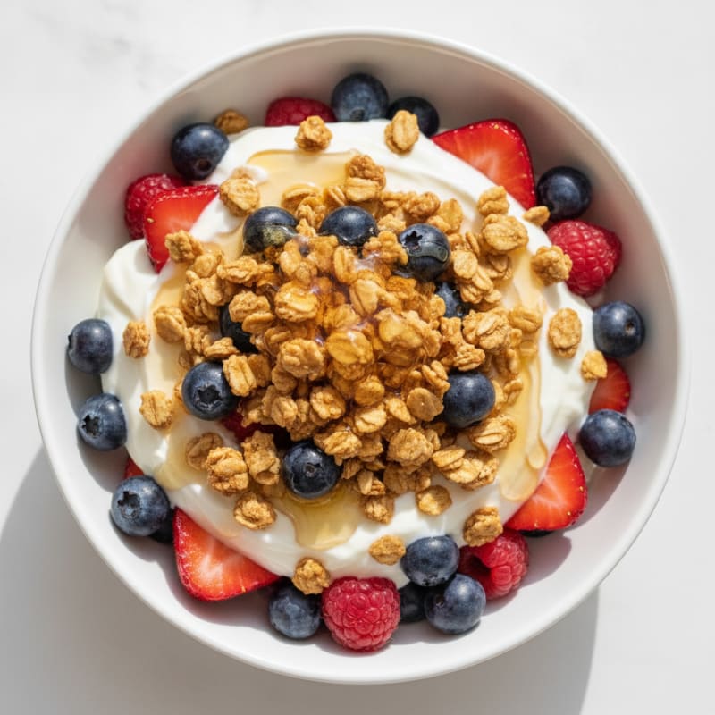 Creamy Greek Yogurt Parfait with Mixed Berries and Protein Granola