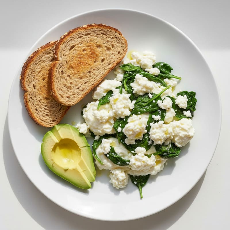 Egg White Scramble with Spinach and Cottage Cheese