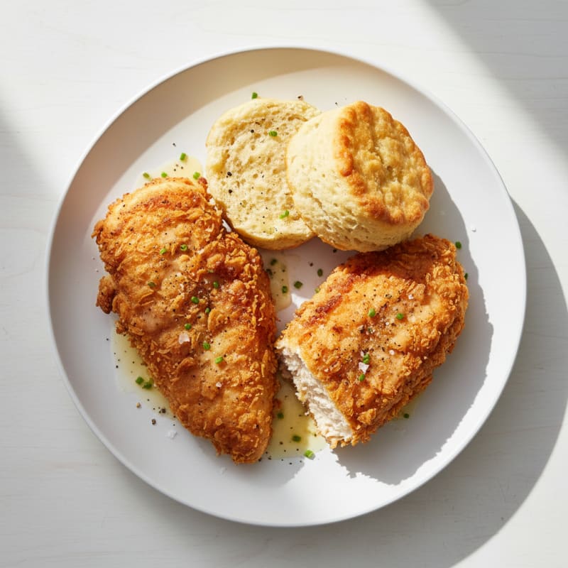 Crispy Buttermilk Fried Chicken & Biscuits