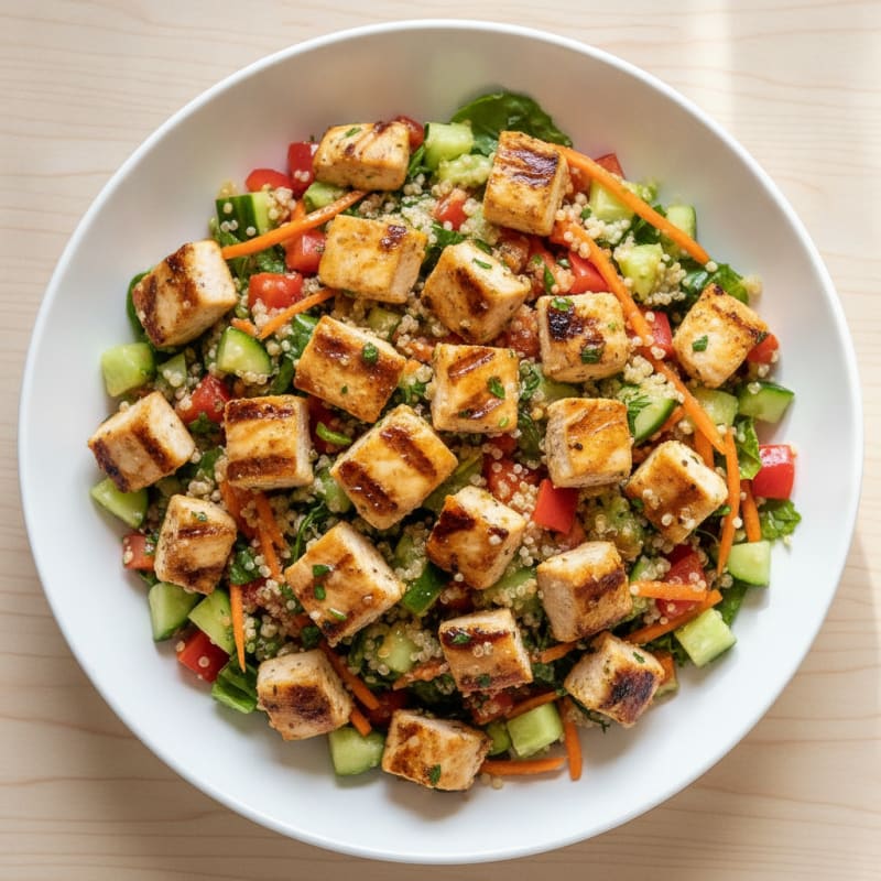 Grilled Chicken and Quinoa Salad with Crunchy Vegetables