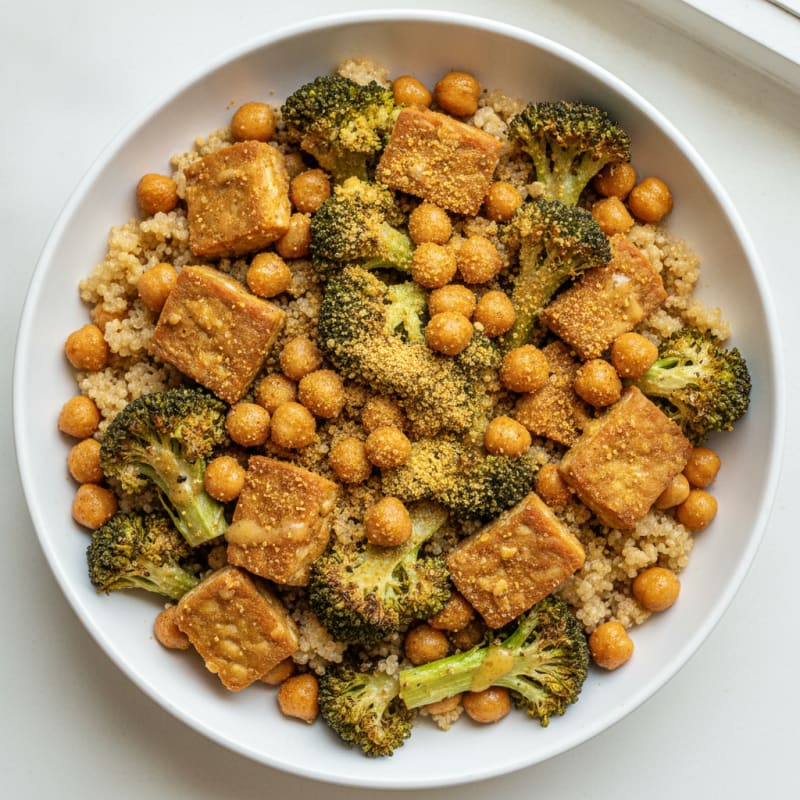 Chickpea and Quinoa Protein Bowl with Roasted Broccoli
