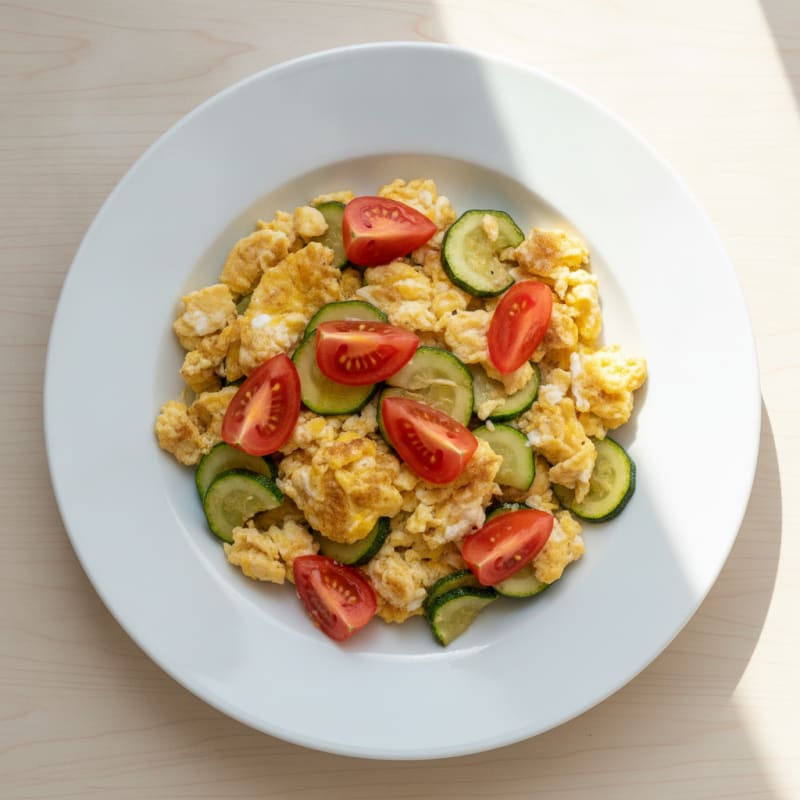 Egg and Zucchini Scramble with Fresh Tomatoes