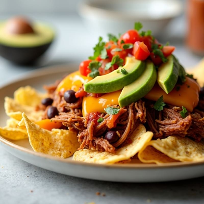 Crispy Baked Pulled Pork Nachos with Fresh Toppings