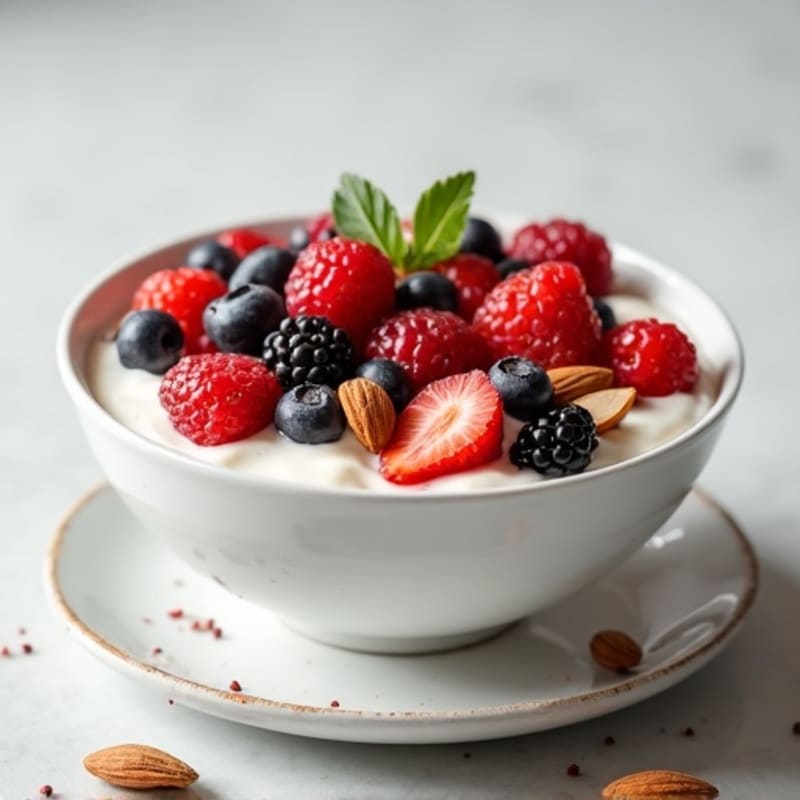 Silky Protein Yogurt Bowl with Berries and Almonds