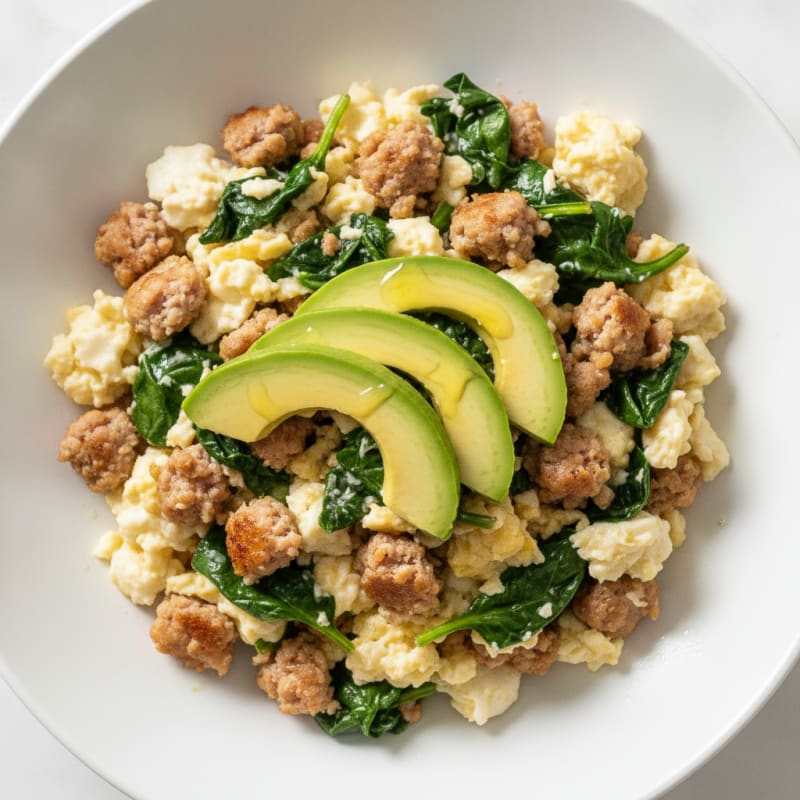 Egg White Scramble with Spinach and Turkey Sausage