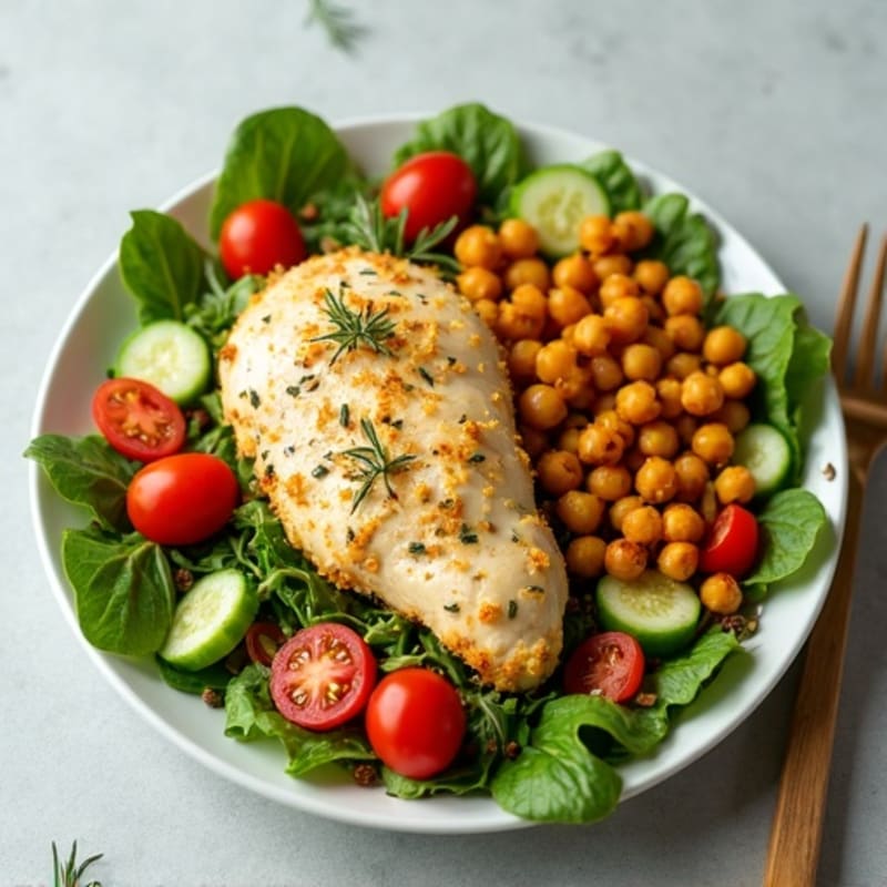 Lemon-Herb Roasted Chicken and Crispy Chickpea Salad