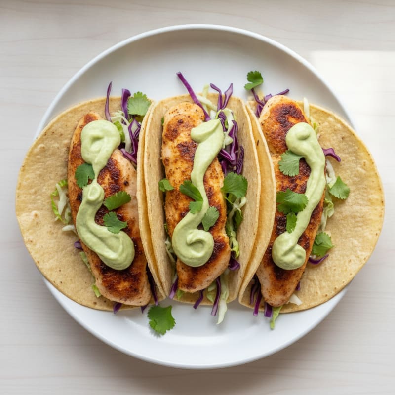 Chicken Tacos with Avocado Crema