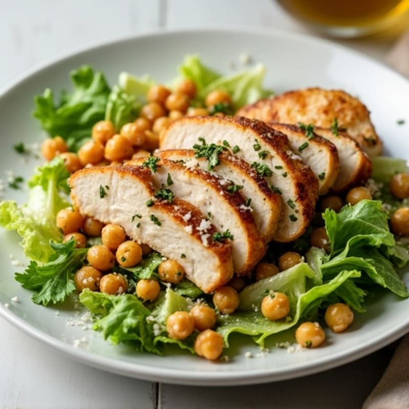Herb-Grilled Chicken Caesar with Crispy Chickpea Croutons