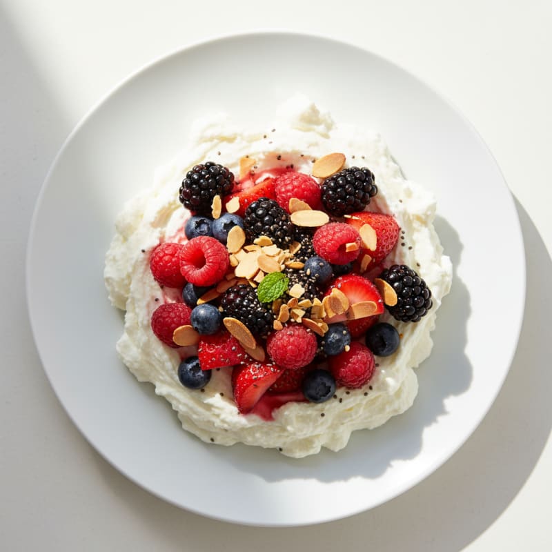 Silky Greek Yogurt Protein Mousse with Mixed Berries