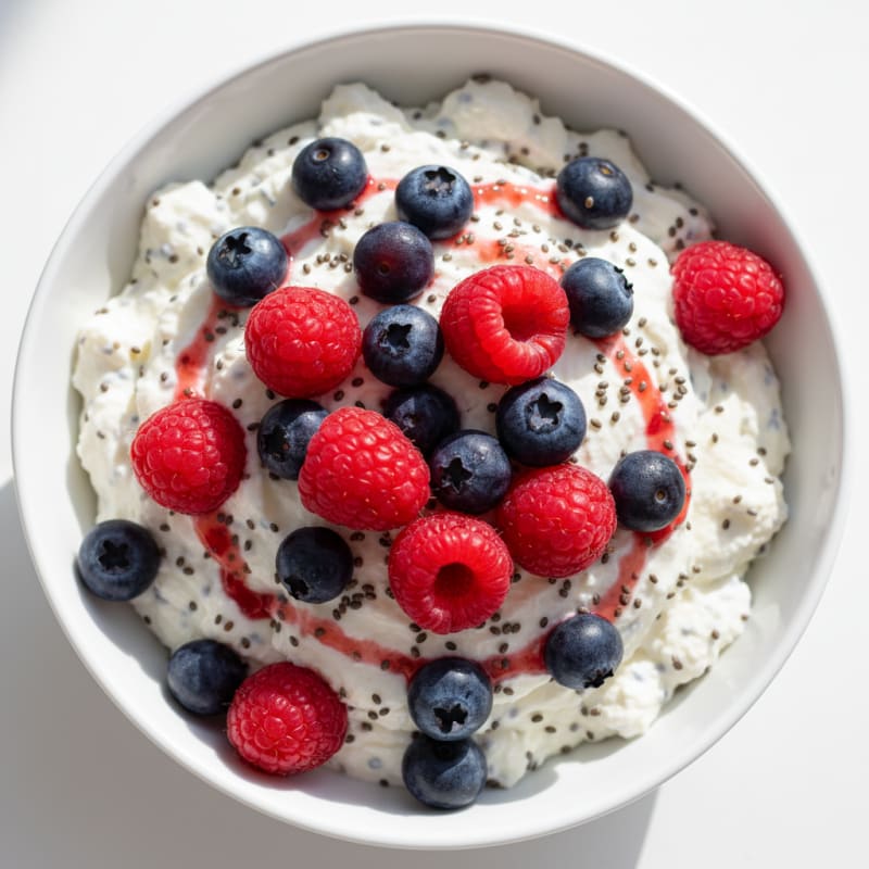 Greek Yogurt Protein Mousse with Berries and Chia Seeds