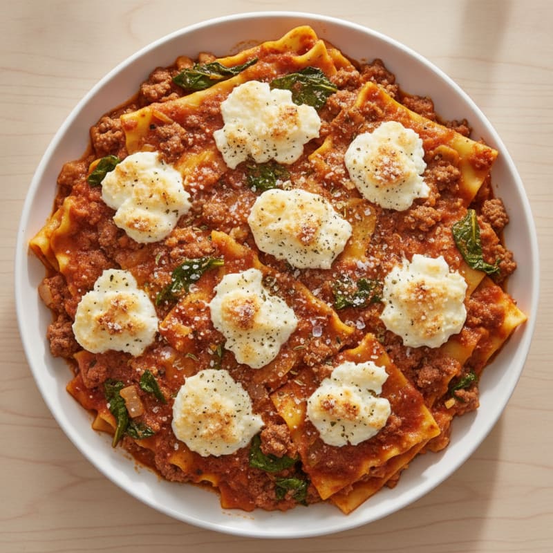 One-Pot Beef and Cottage Cheese Lasagna