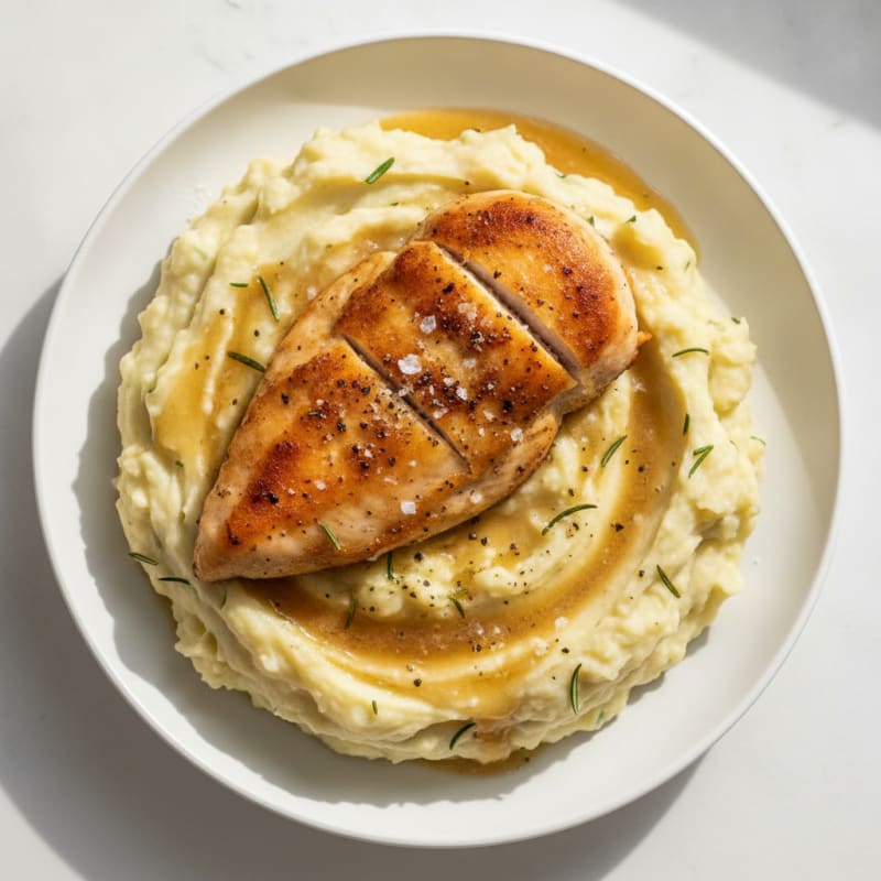 Garlic Herb Mashed Potatoes with Pan-Seared Chicken