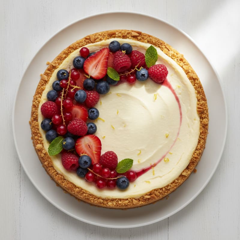 Silky Greek Yogurt Protein Cheesecake with Mixed Berries