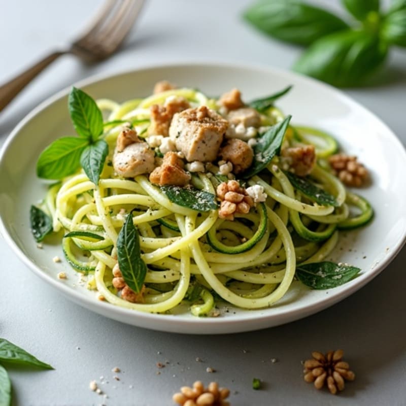 Creamy Basil Pesto Zucchini Noodles