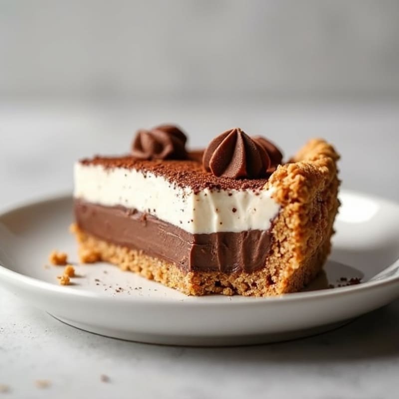 High-Protein Creamy Peanut Butter Chocolate Pie