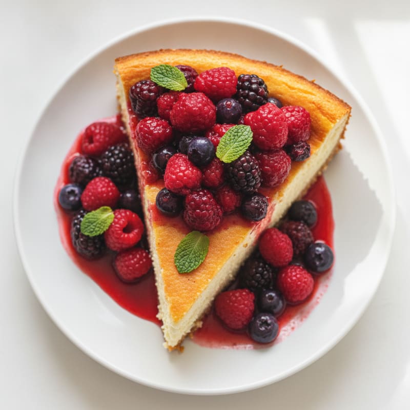 Greek Yogurt Protein Cheesecake with Mixed Berries