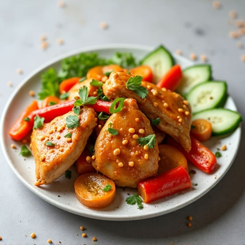 Spicy Thai Peanut Chicken with Crunchy Vegetables