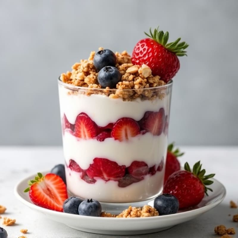 Creamy Greek Yogurt Protein Parfait with Mixed Berries and Almonds
