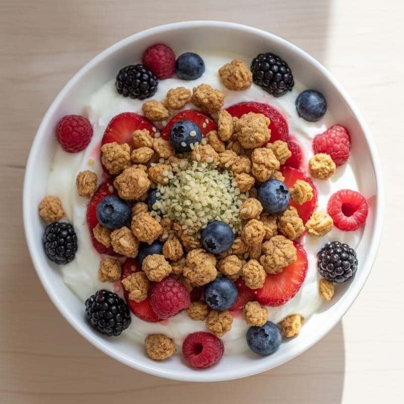 Creamy Greek Yogurt Parfait with Mixed Berries and Protein Granola