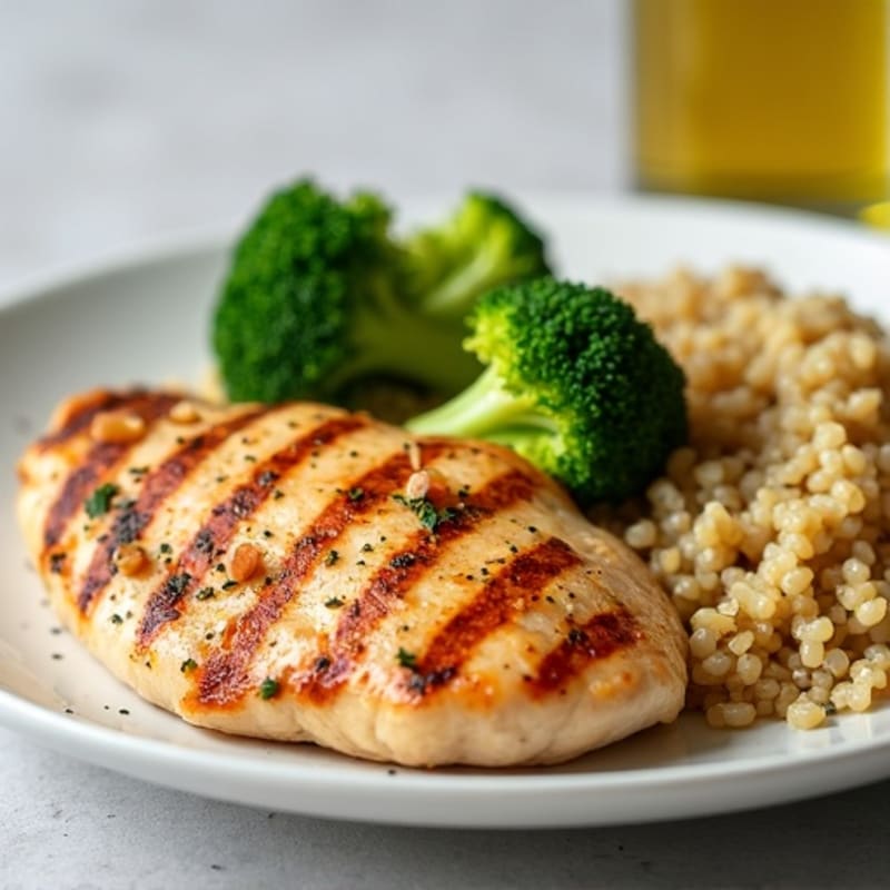 Grilled Chicken Breast with Quinoa and Steamed Broccoli
