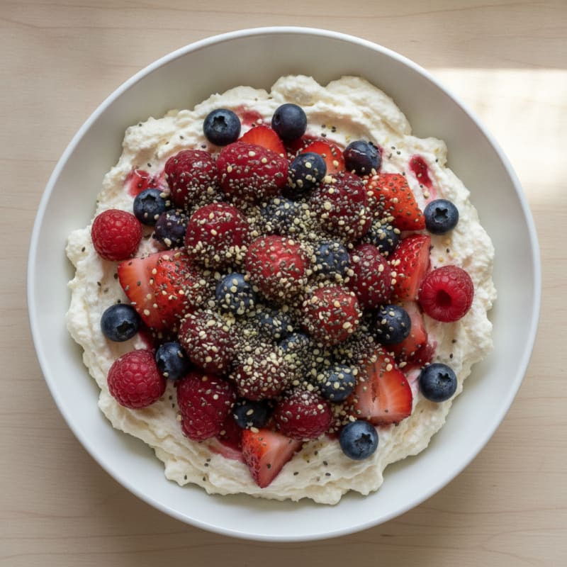Silky Greek Yogurt Protein Pudding with Mixed Berries