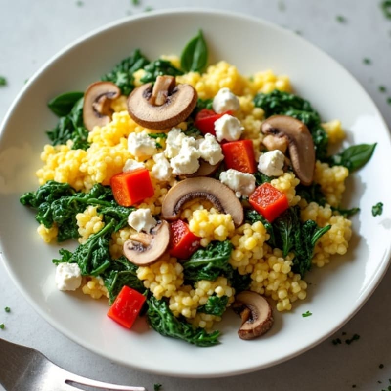 Egg White Spinach Scramble with Sautéed Mushrooms