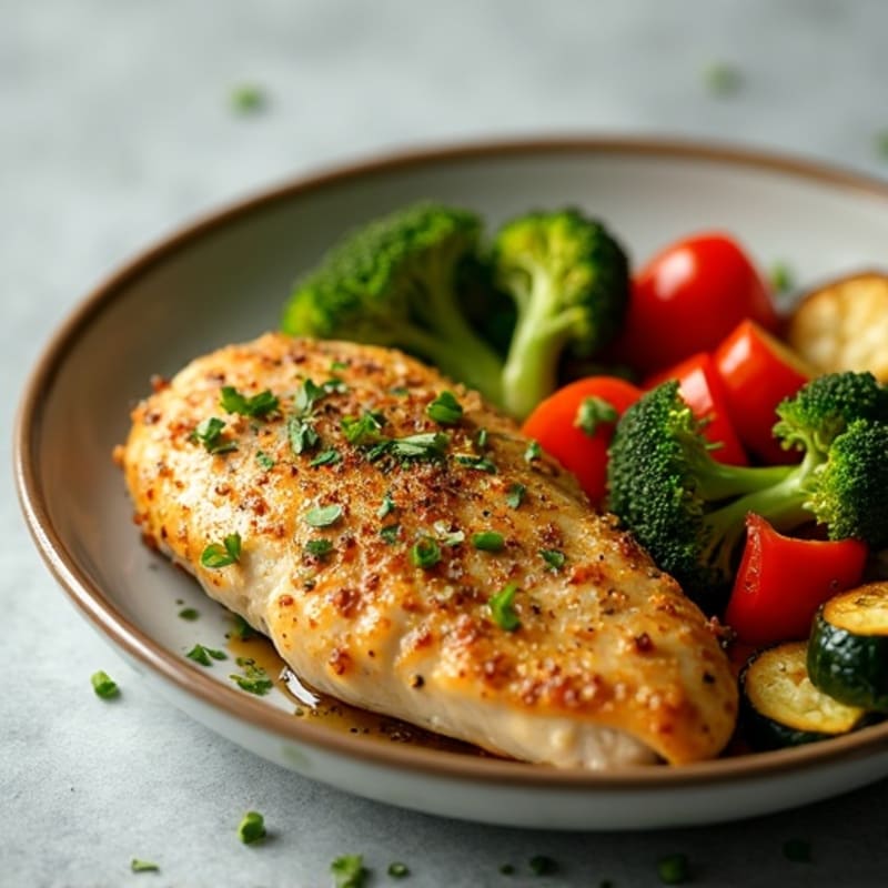 Herb-Crusted Pan Seared Chicken with Roasted Vegetables