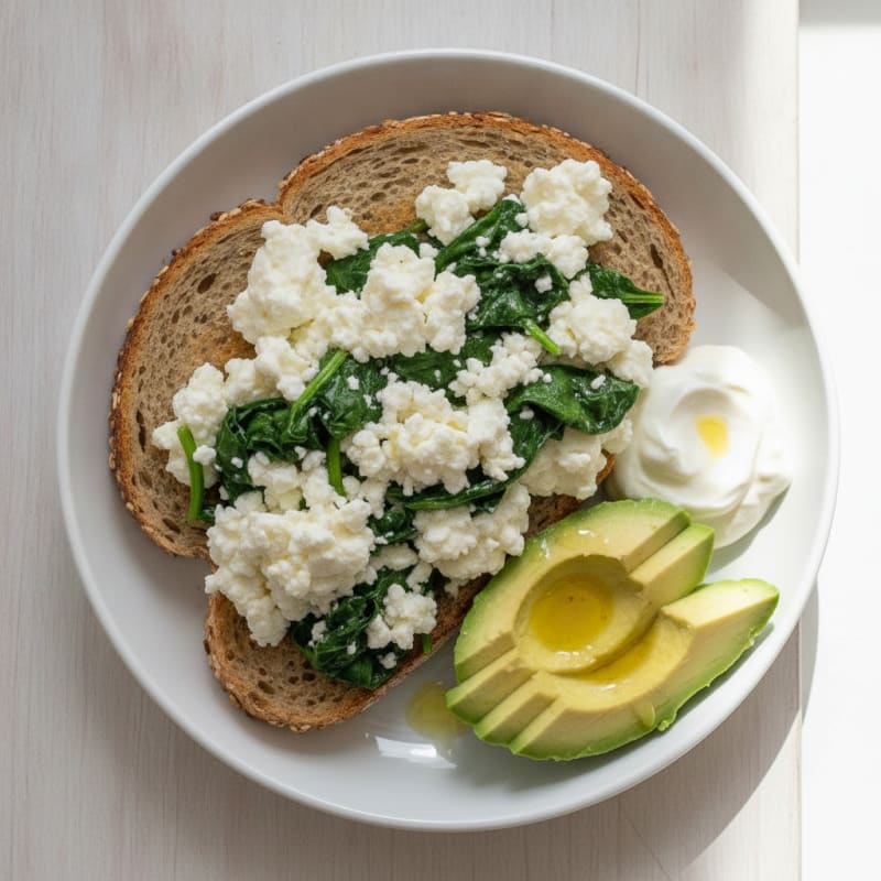 Egg White and Spinach Scramble with Cottage Cheese