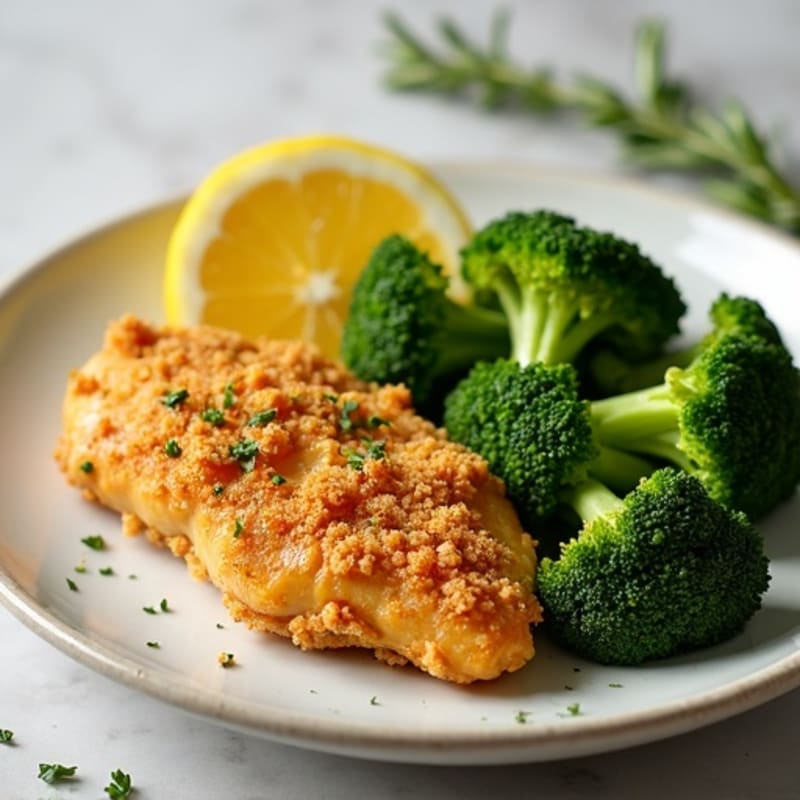 Crispy Lemon Herb Chicken with Roasted Broccoli