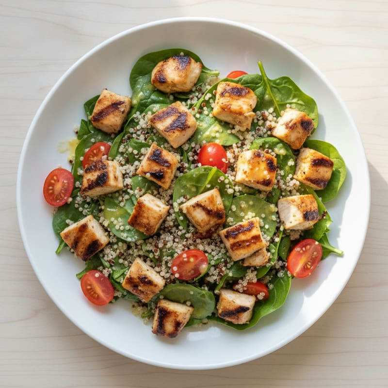Grilled Chicken and Quinoa Salad with Fresh Spinach
