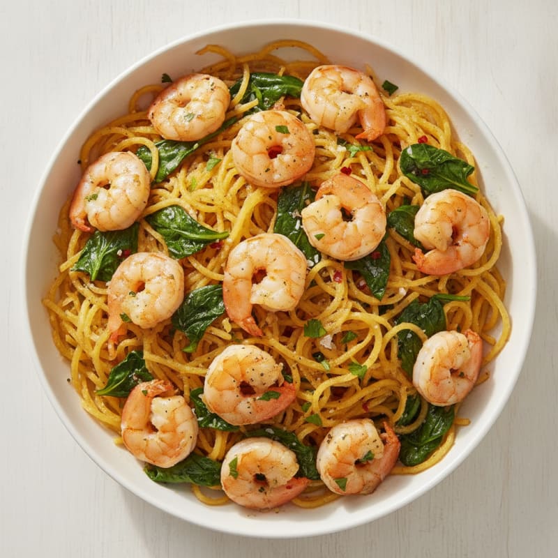 Garlic Shrimp with Roasted Spaghetti Squash