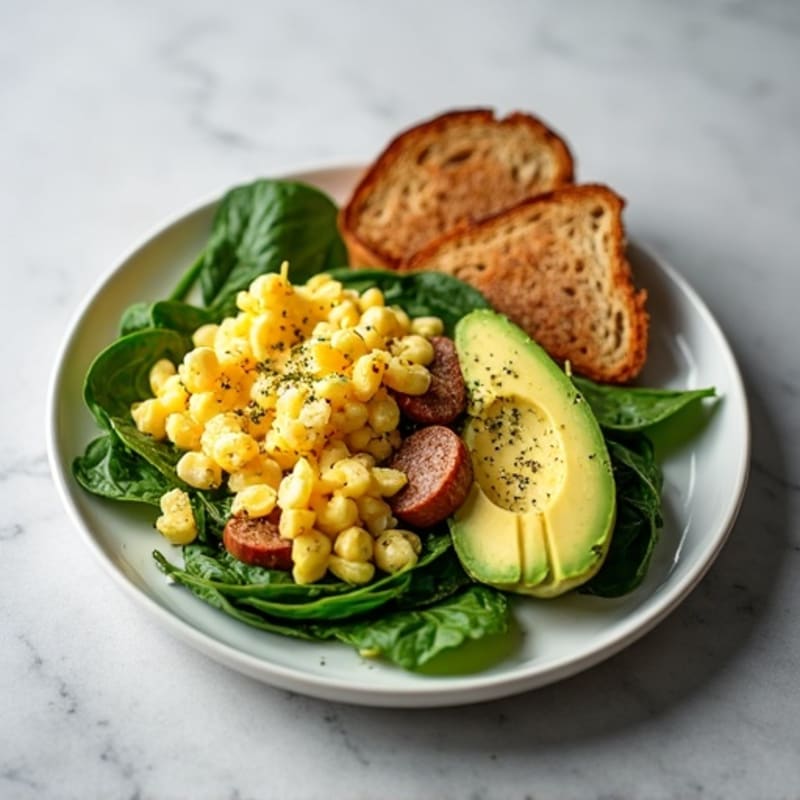 Egg White and Turkey Sausage Scramble with Spinach