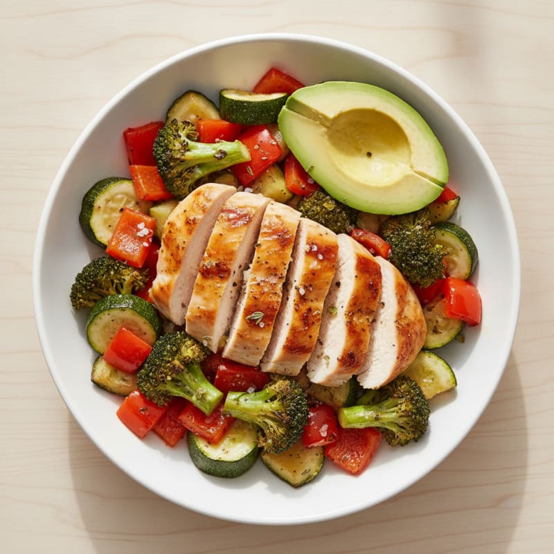 Chicken and Roasted Vegetable Bowl
