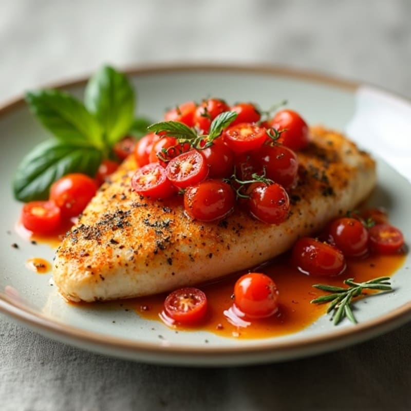 Herb-Crusted Baked Chicken with Roasted Tomato Sauce