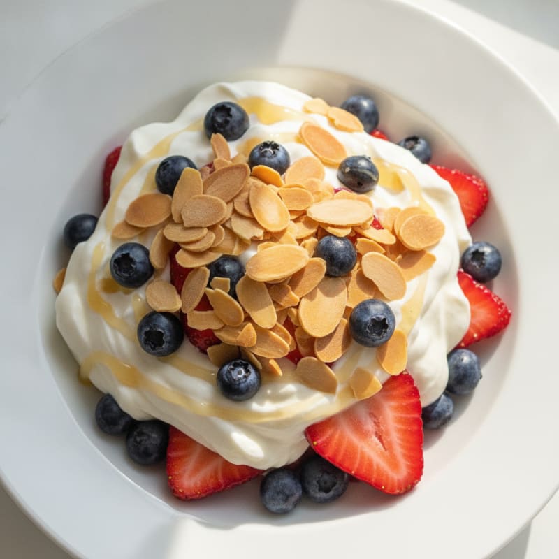 Greek Yogurt Protein Parfait with Berries and Almonds