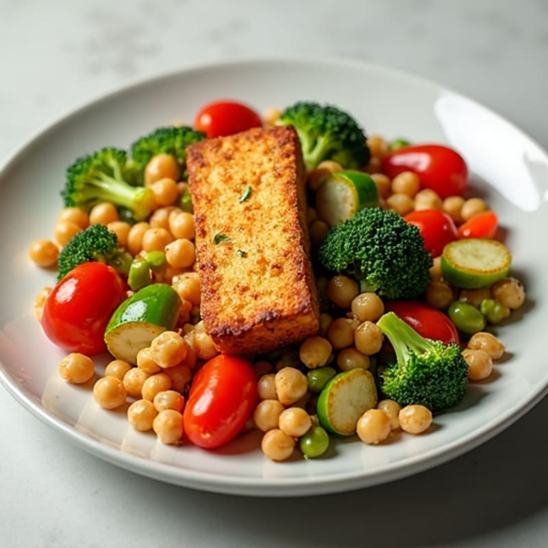 Crispy Baked Tofu with Roasted Vegetables